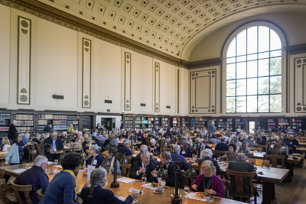 Tables are filled with guests eating in the North rReading Room